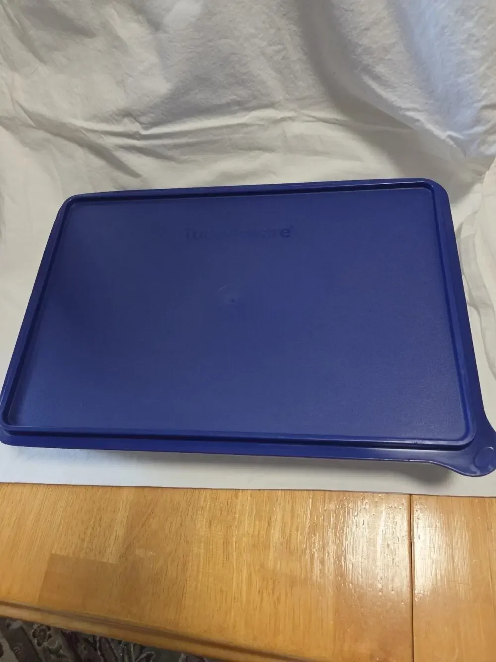 Tupperware Rectangular Clear Storage Container With Blue Lid 14x9 3